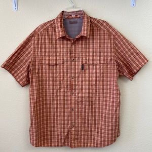 Columbia Orange Plaid Button Front Shirt